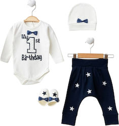 Nancy Dimo Kinderbekleidungsset mit Hosen Weiß Schwarz 4 Stück