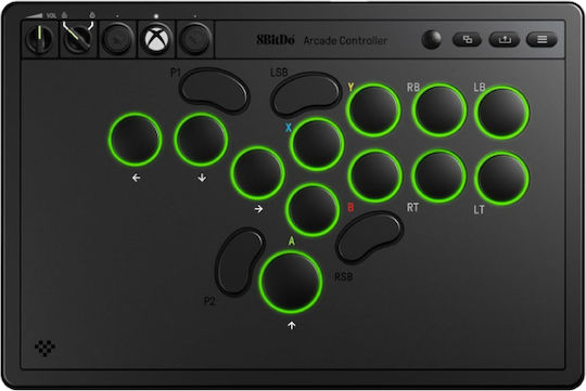 8Bitdo Arcade Ασύρματο & Ενσύρματο Gamepad για PC / Xbox One / Xbox Series Μαύρο