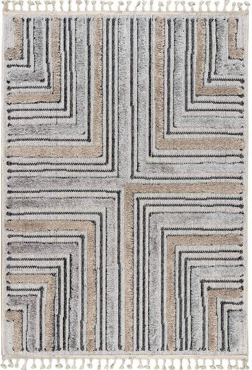 Madi Cables Anti-slip Rug Rectangular with Fringes Gray