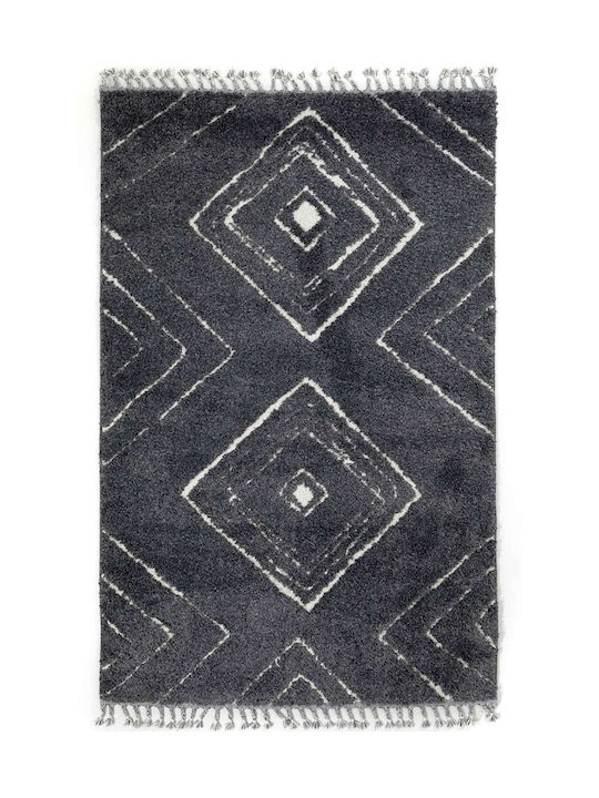 Ezzo Soffice B378AX2 Teppich Rechteckig Zottelig Synthetisch,Polyester/Cotton/Leather mit Fransen Anthracite