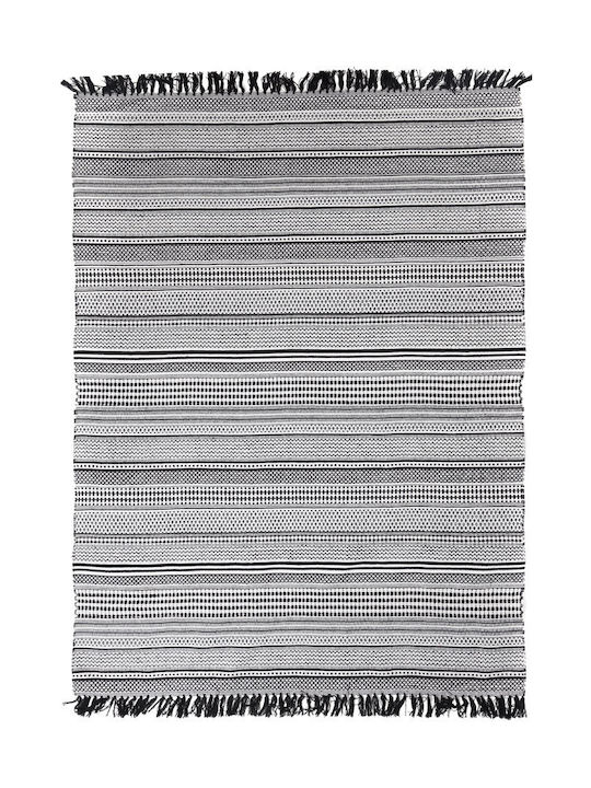 Royal Carpet Samaira Χειροποίητο Χαλί Ορθογώνιο Βαμβακερό με Κρόσια Black White 160x230cm