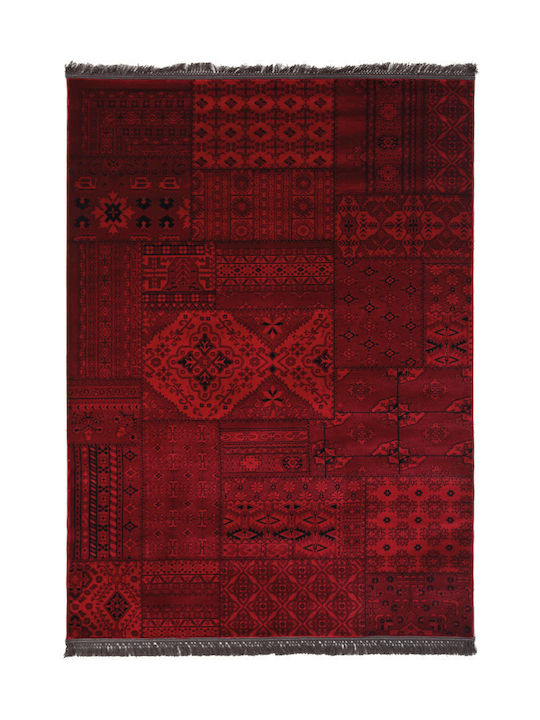 Royal Carpet Afgan 7675A Teppich Rechteckig Synthetisch,Polyester/Cotton/Leather mit Fransen Dark Red