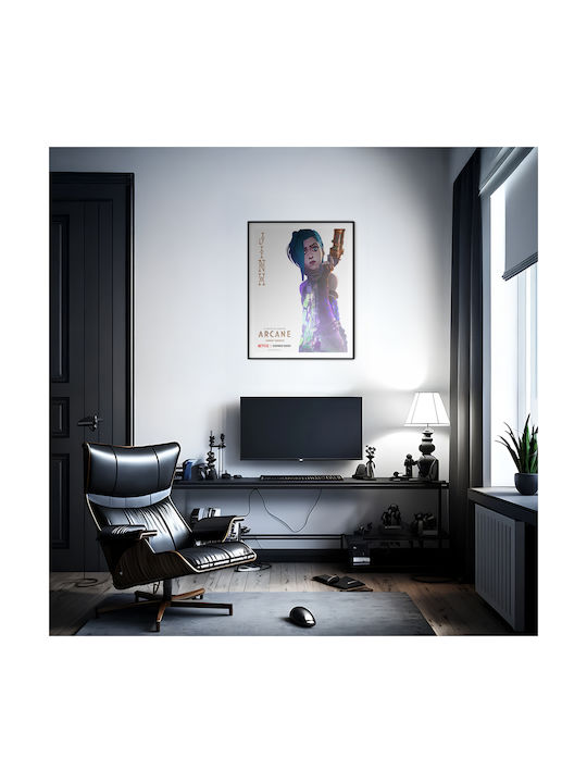 Gaming Poster Arcane League Legends Jinx Gm2396 21cm X 30cm Black Wooden Frame