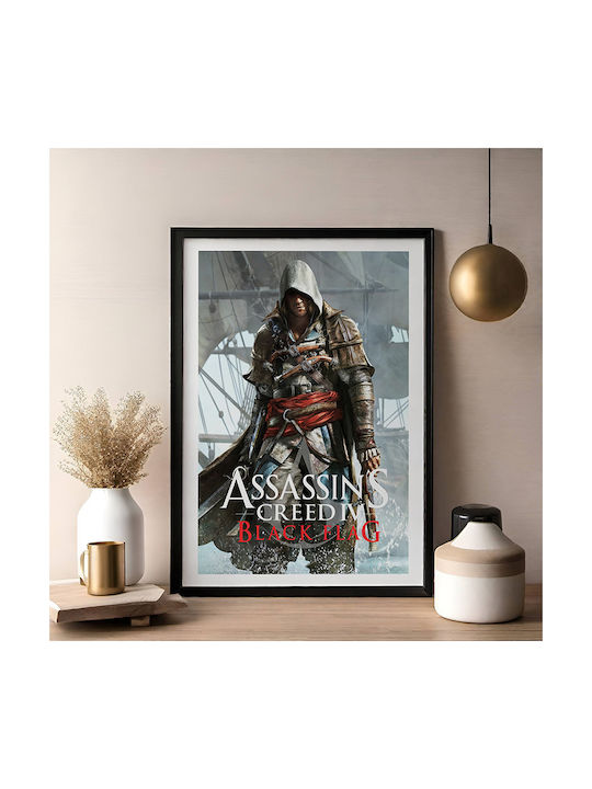 Gaming Poster Assassins Creed Black Flag Gm2349 21cm X 30cm Frame Natural Wood Beige