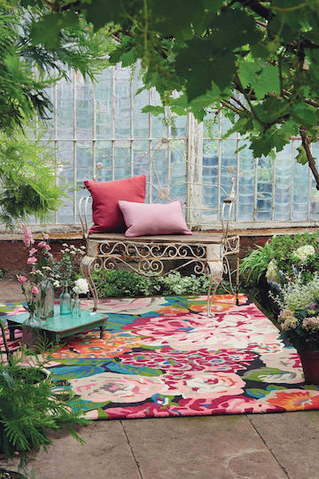 Brink & Campman Rose & Peony Cerise Handmade Rug Rectangular Wool Pink