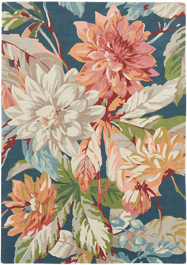 Sanderson Dahlia & Rosehip Χειροποίητο Χαλί Ορθογώνιο Μάλλινο Teal 170x240cm