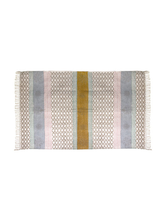 Zaros Block Print Rug Rectangular Cotton Pink/green