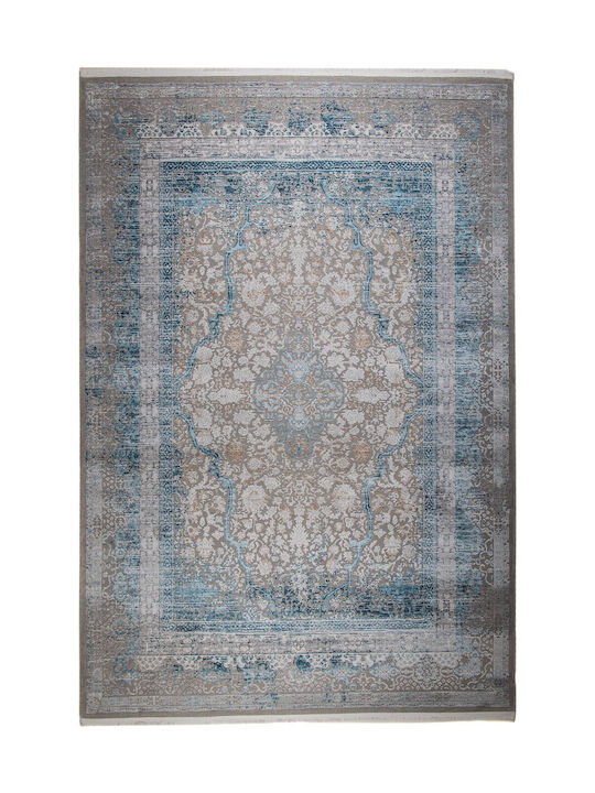 Klonaras PEARL 1001 Teppich Rechteckig Synthetisch,Polyester/Cotton/Leather Blau
