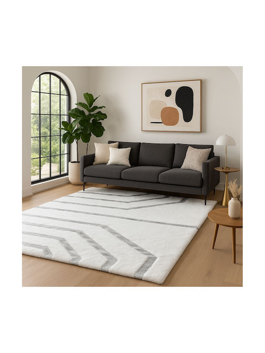 Saray Home Luxurius Килим Правоъгълена Furry Wh...