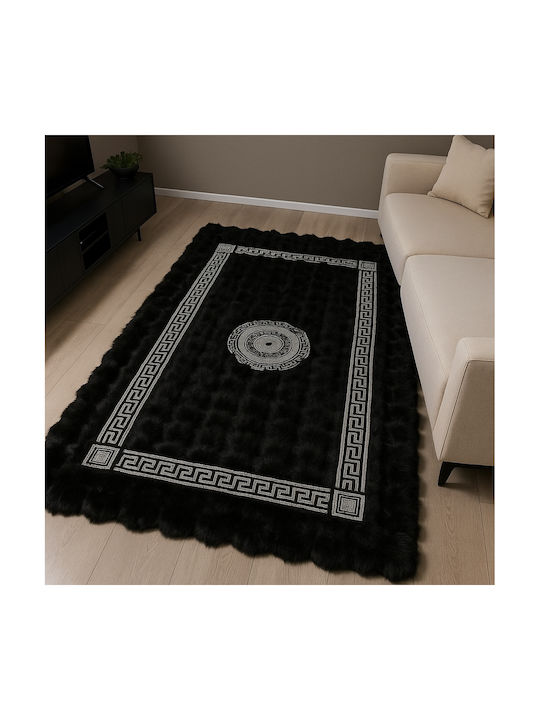 Saray Home Luxurius Килим Правоъгълена Furry Черен