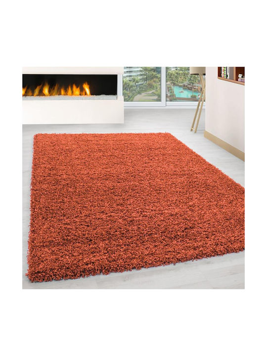 Kipper Cilaos Rug Rectangular Cotton with Fringes Terracotta