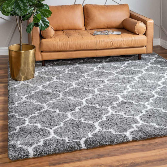 Saray Home Moroccan 283 Teppich Rechteckig Zottelig Synthetisch,Polyester/Cotton/Leather Grey