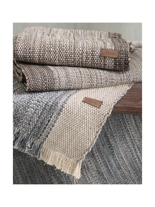 Rythmos Hera Teppich Rechteckig Sommer Synthetisch,Polyester/Cotton/Leather mit Fransen Gray