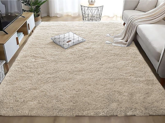Fluffie Anti-slip Rug Rectangular Shaggy Beige