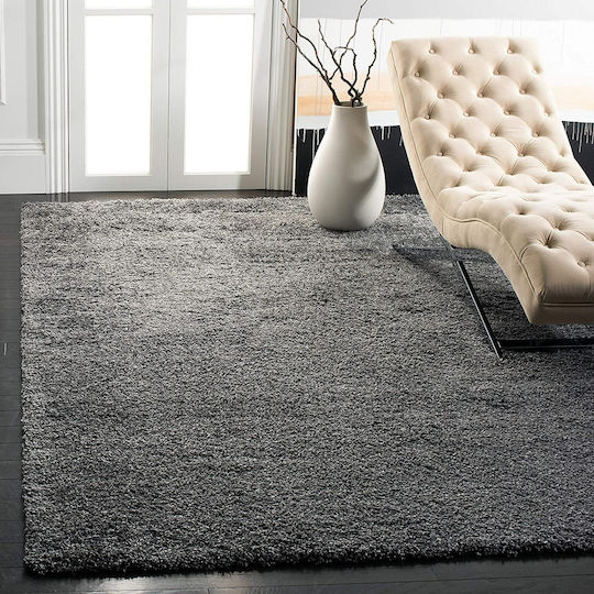 Saray Home California Teppich Rechteckig Zottelig Synthetisch,Polyester/Cotton/Leather Charcoal
