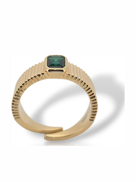 Mentzos Ring with Stones made of Silver Gold Plated