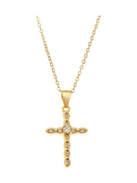 Senza Women's Cross from Gold Plated Silver wit...