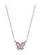Senza Double Necklace with Butterfly Design in Silver Pink