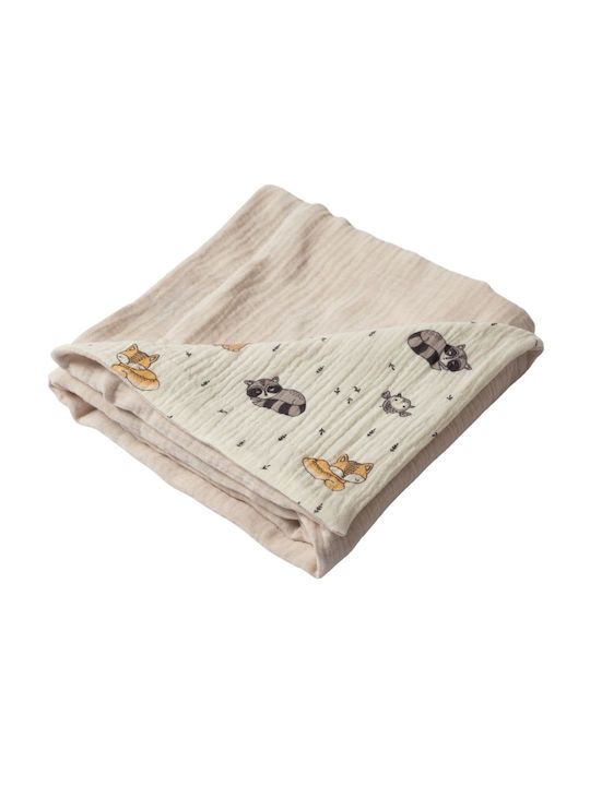 Kidizi Decke Wickeltücher für Kinderzimmer Baumwolle Beige 100x100cm