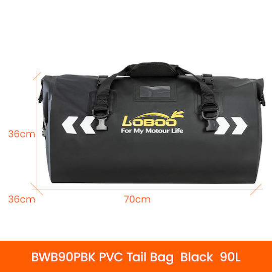 Loboo Waterproof Motorcycle Tail Bag 90lt Black