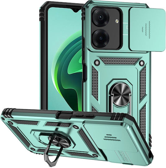 Forcell Xiaomi Poco Back Cover Plastic / Tempered Glass Green (Xiaomi Poco C65, Xiaomi Redmi 13C 4G/5G)