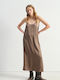 Summer Maxi Slip Dress Khaki