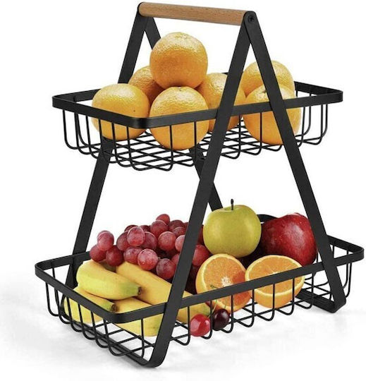 Fruit Bowl Metallic 2 Levels Black