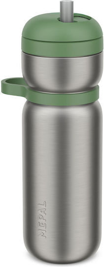Mepal Bottle Thermos Stainless Steel 600ml Green with Straw