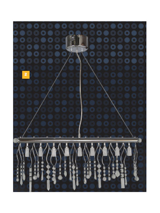 Gallis Pendant Light Silver Rail with Socket G4 80x20x13cm