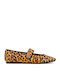 Leopard Ballerinas With strap Brown