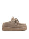 Flach Leder Mules in Braun Farbe