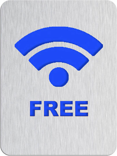 Σήμανση 80x60mm Wifi Inox Mat Μπλέ S-wifi Metalor