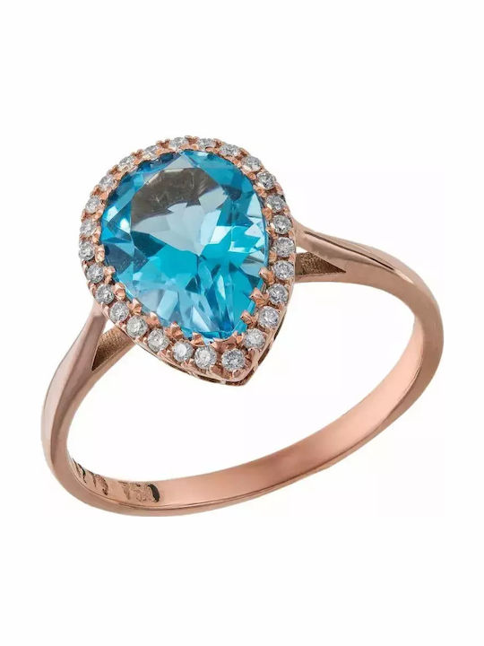 Дамски Пръстен с Диамант от Розово злато 18K