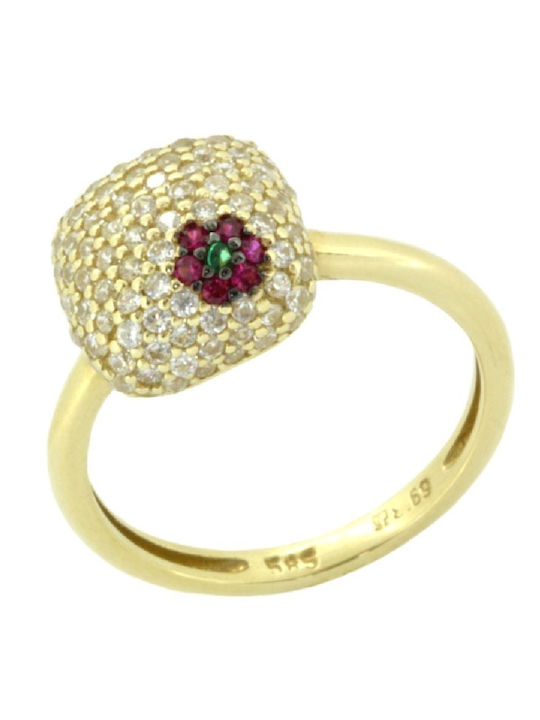 Psomas Дамски Пръстен с Циркони от Злато 14K