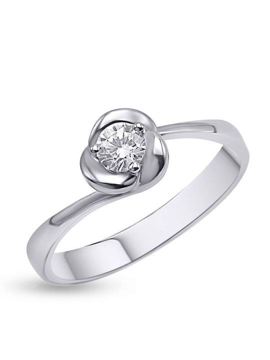 Psomas Ring with Zircon made of White gold 14K