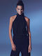 Damen Bluse Ärmellos Schwarz