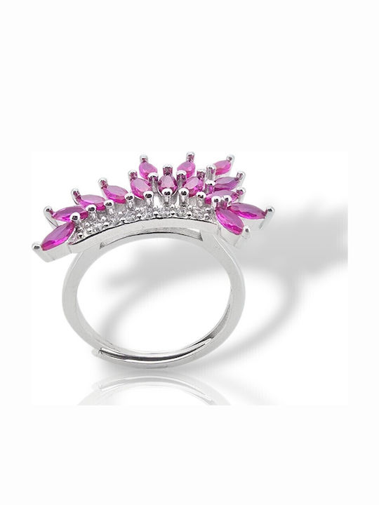 Mentzos Ring with Zircon made of Silver