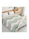 My Home Luxury Fleece Blanket Double 220x240cm Ecru - Turquoise