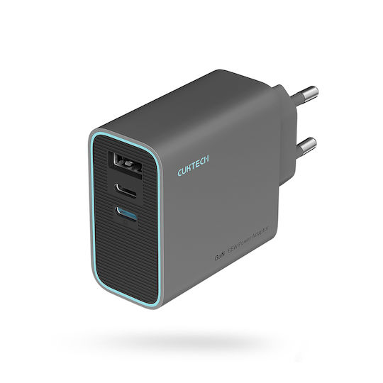 Cuktech Φορτιστής Χωρίς Καλώδιο GaN με Θύρα USB-A και 2 Θύρες USB-C 65W Μαύρος (2C1A)