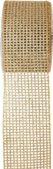 Christmas Ribbon Glitter Grid 6 7cm-9m Gold Iliadis 84311 Gold Iliadis Il_84311
