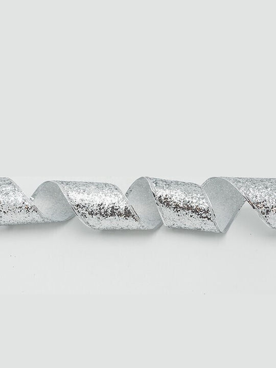 Farbband Me Silber Grobgeschnittenes Glitter 6,30cm 10m