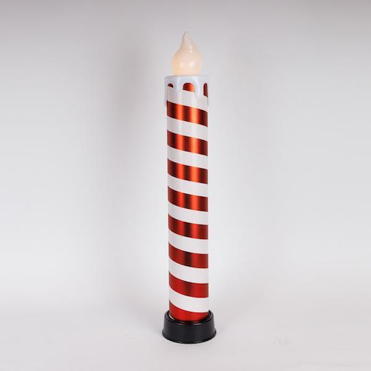 Beleuchtete Kerze 14x82cm Rote & Weiße Bewegung In Flamme Mit Batterien 3xaa Timer 6 Warme Weiße LEDs Ip44