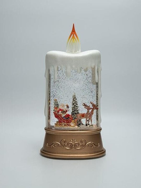 Tabletop Decorative Candle Shape Santa Sleigh Water Inside Lighted Battery Timer 15.5x9.5x30cm