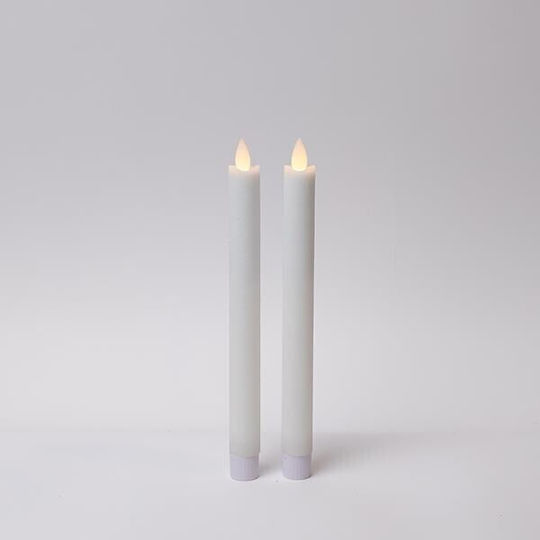 Weihnachtskerzen & Kerzenständer Batteriebetriebene Bewegungskerze Mit Flamme Zeitschalter Weiß 2,2x24cm Set 2 Stück Ip20
