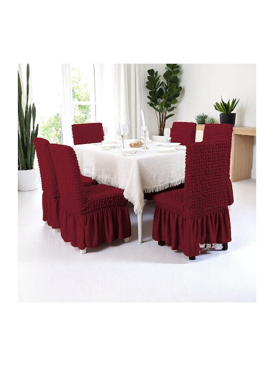 To megalo pazari Elastic Cover for Chair Burgundy 6pcs TMP-4592