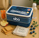 Abo Plastic Food Container 2 Levels Fork & Spoon Blue 313707