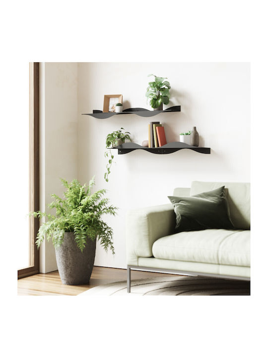 Shelves Wall Black 2pcs 43x18x10cm