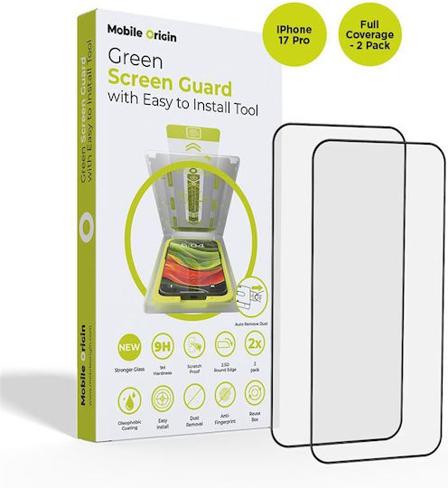 Mobile Origin Full Face Tempered Glass 2buc (iPhone 17 / 17 Pro / 16 Pro)