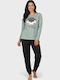 Cherry Underwear Winter Damen Pyjama-Set Green