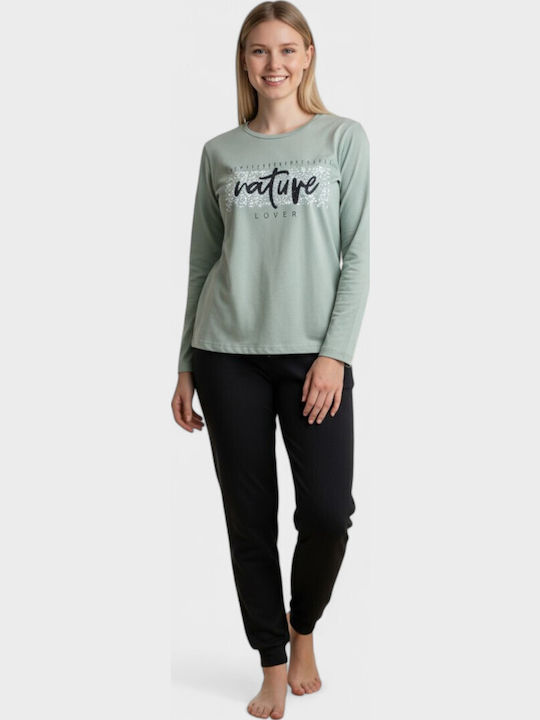 Cherry Underwear Winter Damen Pyjama-Set Green